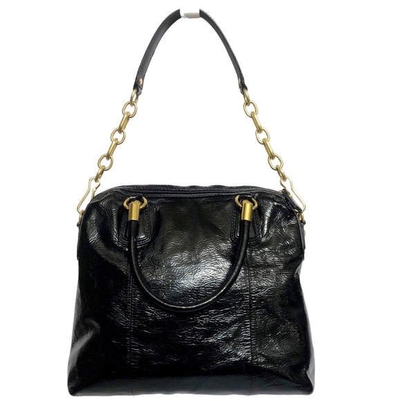 Coach Kristin (Retired) Black Patent Leather Pleated Satchel style 16016 - Picture 7 of 16